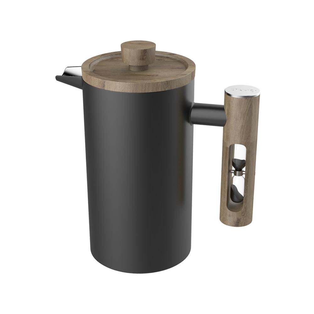 Ceramic French Press with Timer - Matte Black