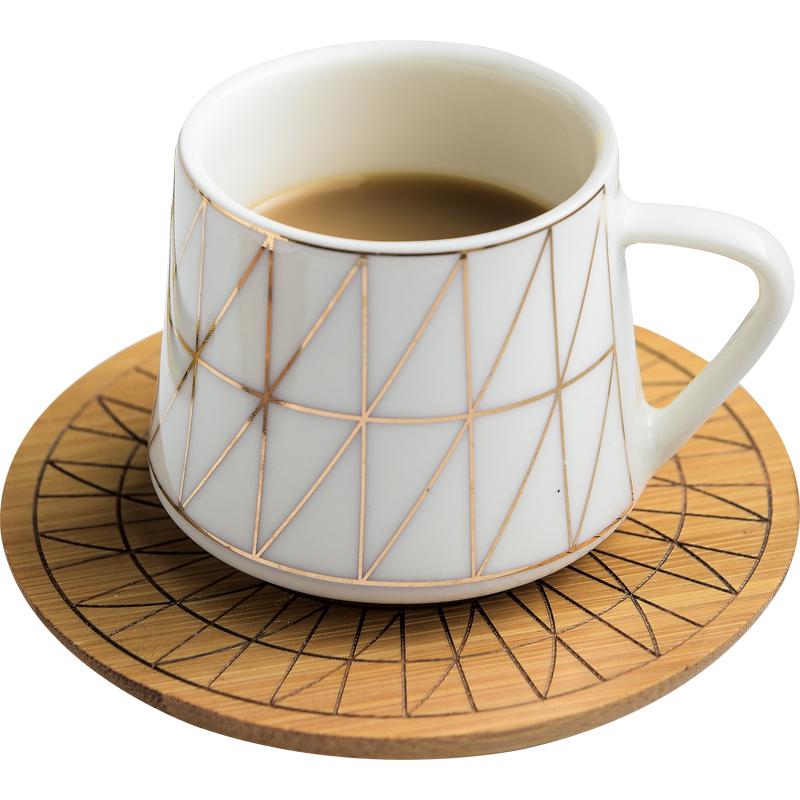 White Rim Gold Short Coffee Cup (or tea) / Saucer