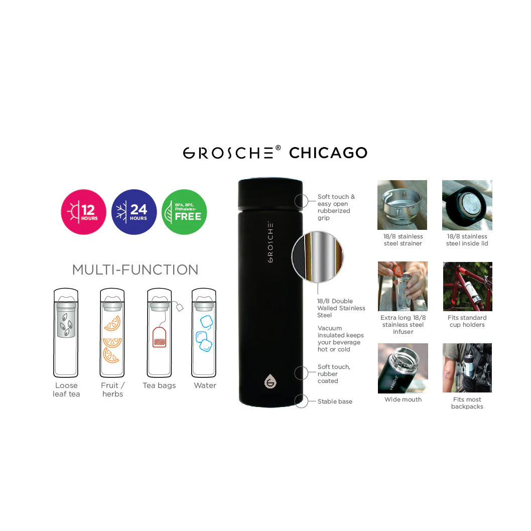 Grosche Chicago Travel Tea Infuser Bottle