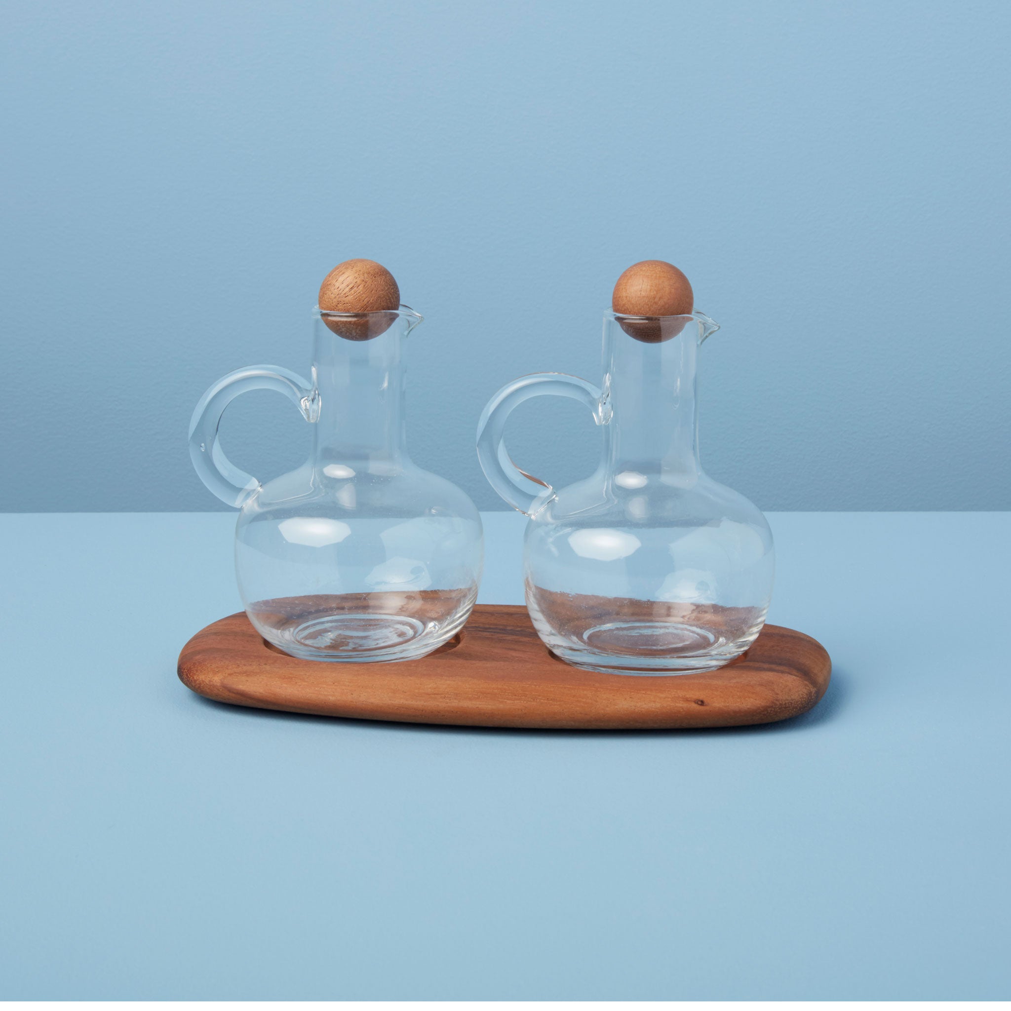 Oil & Vinegar Cruet Set with Acacia Tray