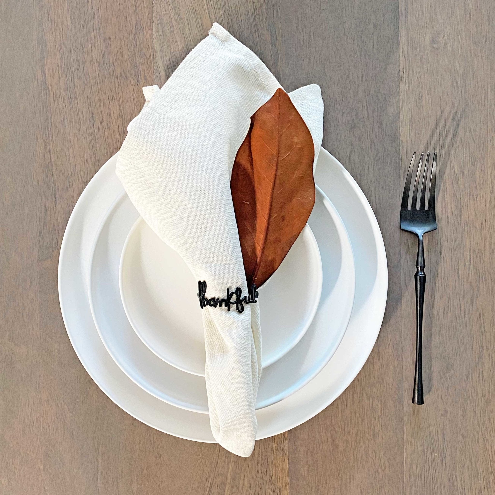 Black Thankful Napkin Ring - Tea + Linen