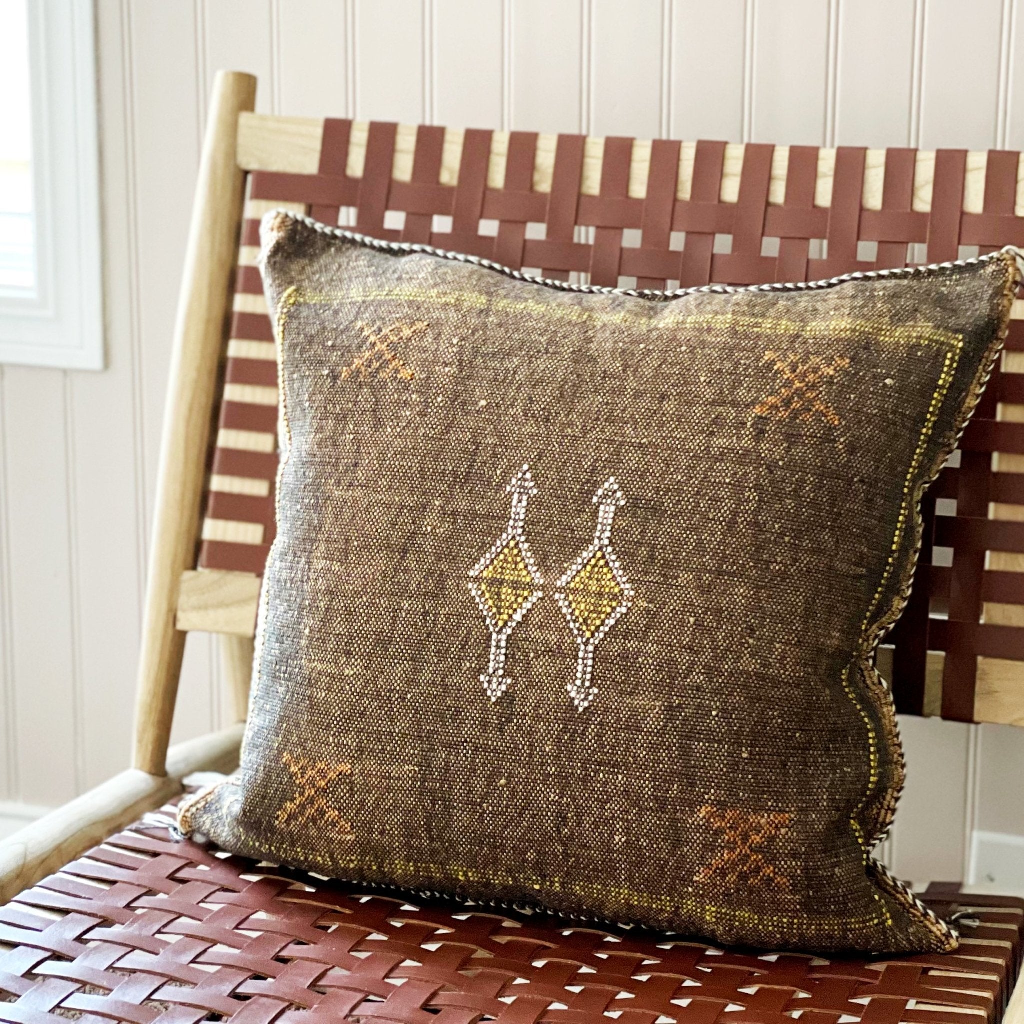 Cactus Silk Pillow - Brown - Tea + Linen