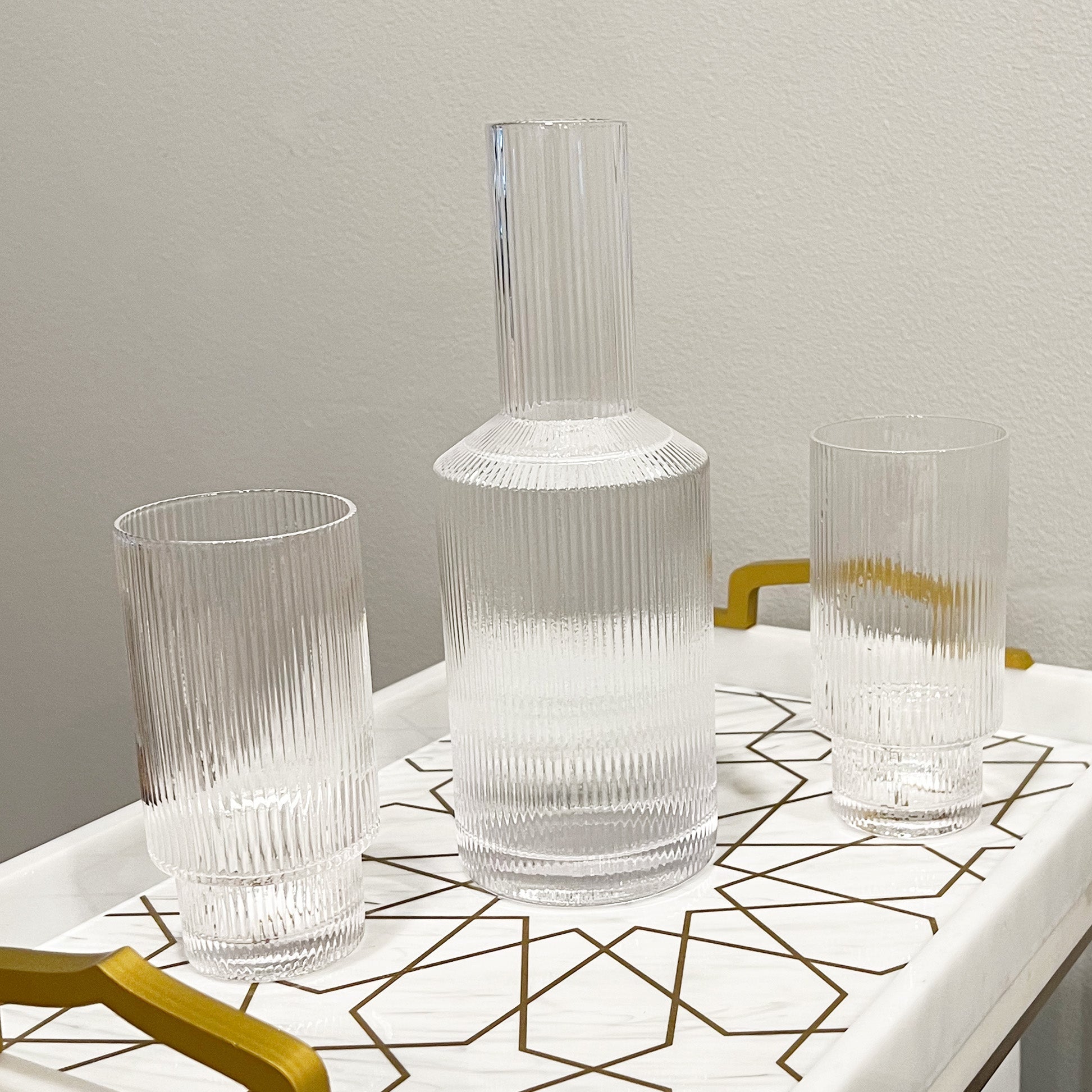 Ribbed Carafe and Cups Set - Tea + Linen