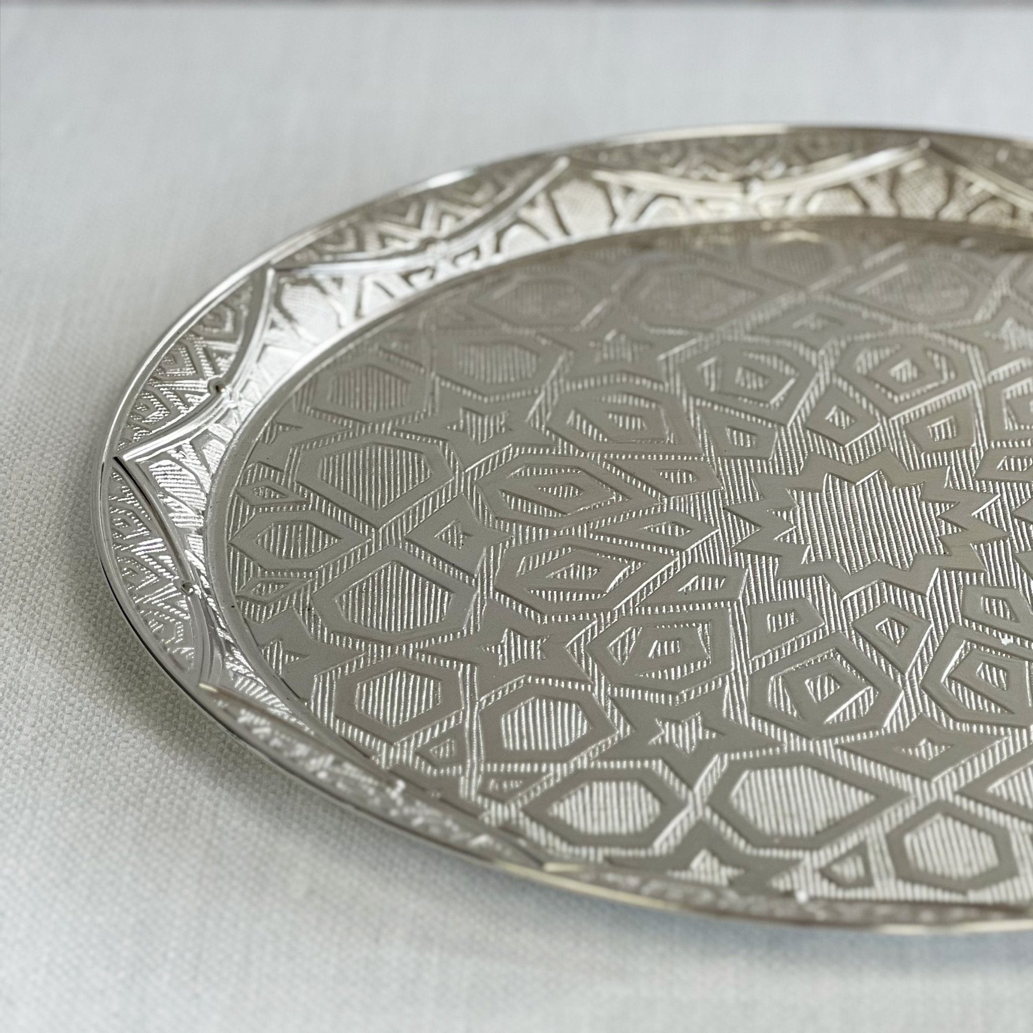 Silver Geometric Serving Tray - Tea + Linen