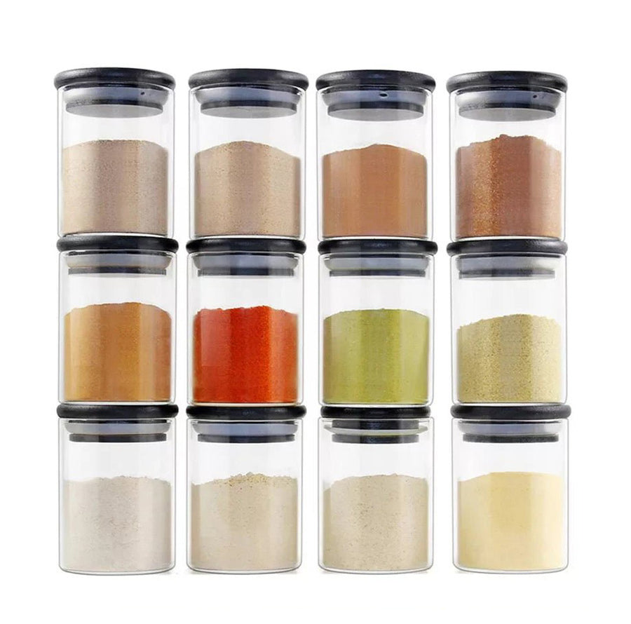 16 Pack Glass Jars with Lids, Bamboo Lids Spice Jars Set For Spice, Beans,  Candy, Nuts, Herbs, Dry Food Canisters (Extra Chalkboard Labels) - 6.5 oz